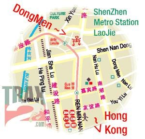 dongmen markt Shenzhen kaart