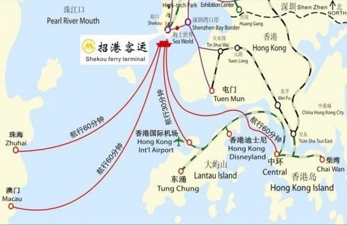 kaart van shekou ferry terminal