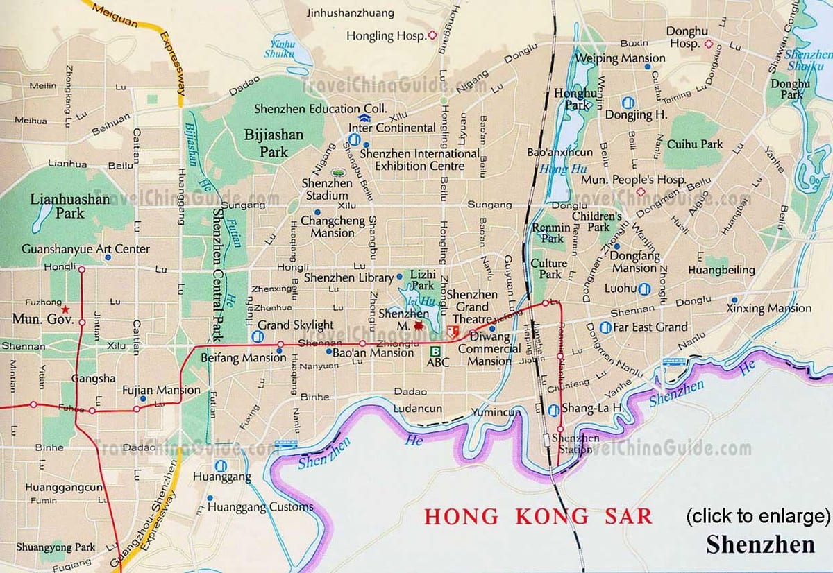Shenzhen guangdong China kaart