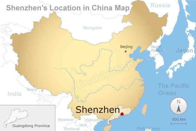 Shenzhen locatie in China kaart bekijken