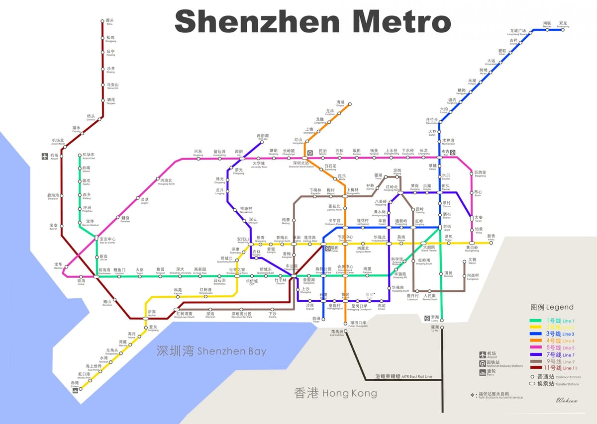 Shenzhen metro kaart 2016