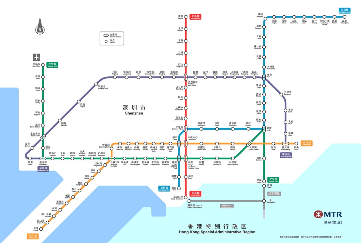 Shenzhen spoorweg kaart
