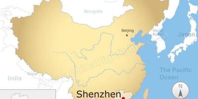 Shenzhen locatie in China kaart bekijken